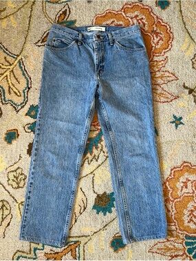 Vintage 90s Lee Blue Jeans 32x28 Utility 100% Cotton Made in Mexico Regular Fit